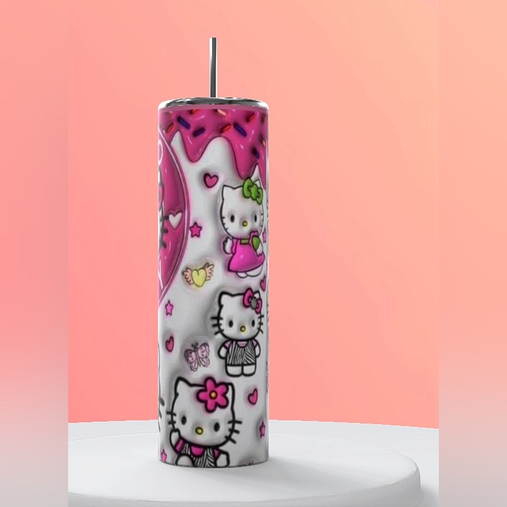 NWT Hello Kitty 3D tumblers pink/white/sprinkles stainless steel 20 oz tumbler - Picture 2 of 3